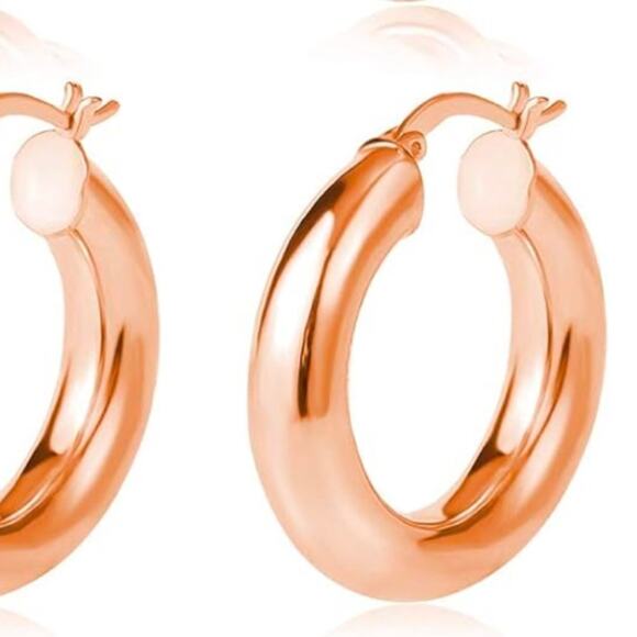 Chunky Rose Gold Hoop Earrings - Picture 1 of 2